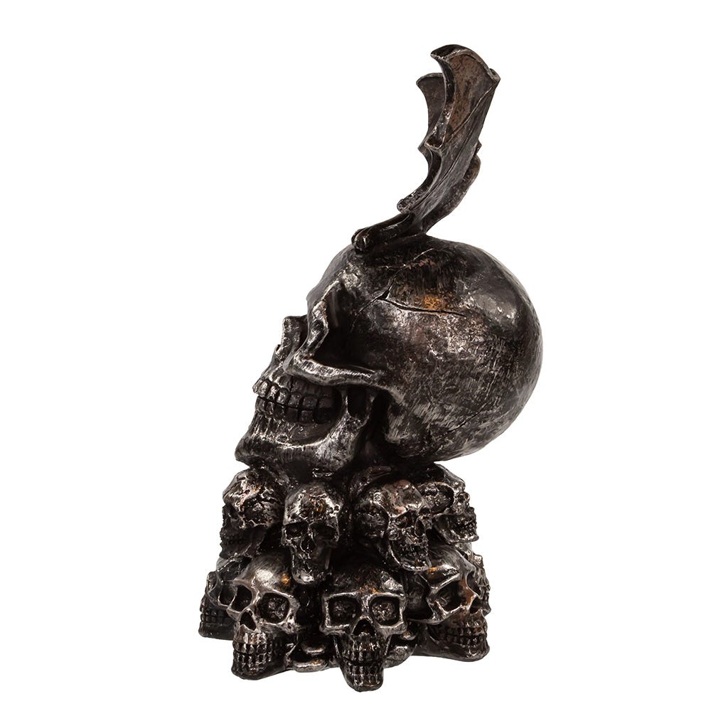 Kurt Adler 11.5-Inch Battery-Operated Bat On Skull Table Piece